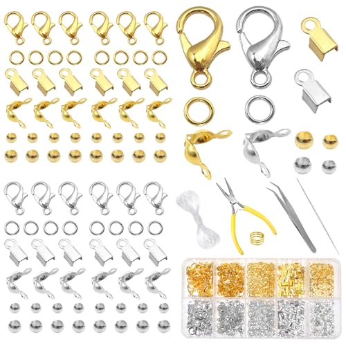 TOAOB 760 Stück Kettenverschluss Silber Gold Armband Verschluss Quetschperlen Set Ketten Verschlüsse Ketten Verschlüsse Armband Verschluss Armband Verschlüsse für Schmuckherstellung von TOAOB THE ONE AND ONLY BABY