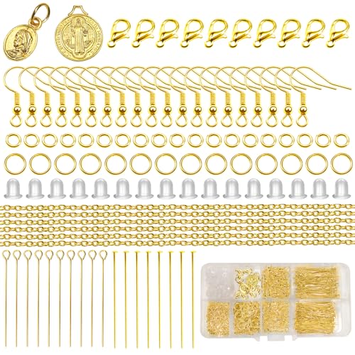 TOAOB 784 Stück Metall Golden Schmuckherstellungs Set mit Ohrhaken Spaltring Karabinerverschluss für Schmuck Accessoires von TOAOB THE ONE AND ONLY BABY