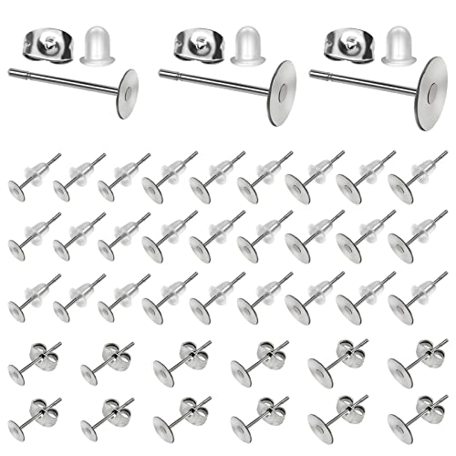 TOAOB 800 Stück Ohrstecker, Basisstifte aus Edelstahl, 4 mm, 6 mm, 8 mm, und Ohrstecker, Schmetterling und transparent, Gummi-Back-Support für Ohrringe, DIY-Schmuck von TOAOB THE ONE AND ONLY BABY