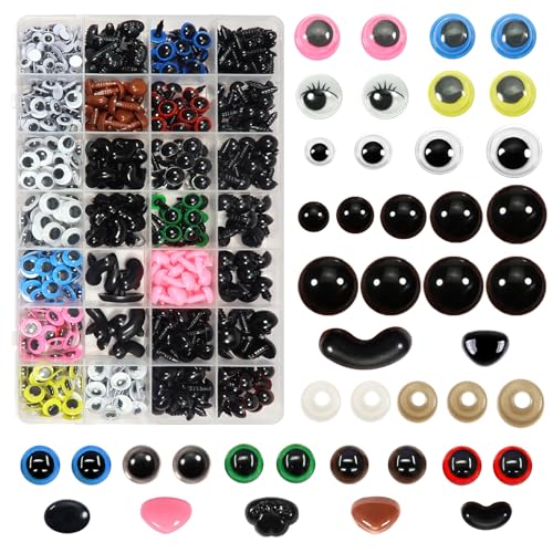 TOAOB 904 Stück 6 mm 8 mm 10 mm 12 mm 14 mm Puppenaugen Sicherheitsaugen Kunststoff Aufkleber für Wimpern Bunte Nasen mit runder Unterlage für Puppen DIY Scrapbooking von TOAOB THE ONE AND ONLY BABY