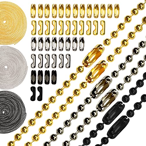 TOAOB Kugelkette Edelstahl Set 2,4 mm Durchmesser Edelstahlkette Meterware Perlen Rollenkette 15 Meter mit 60 Kugel Ketten Verbinder Für DIY Schmuckherstellung Halsketten Armbänder Schlüsselanhänger von TOAOB THE ONE AND ONLY BABY