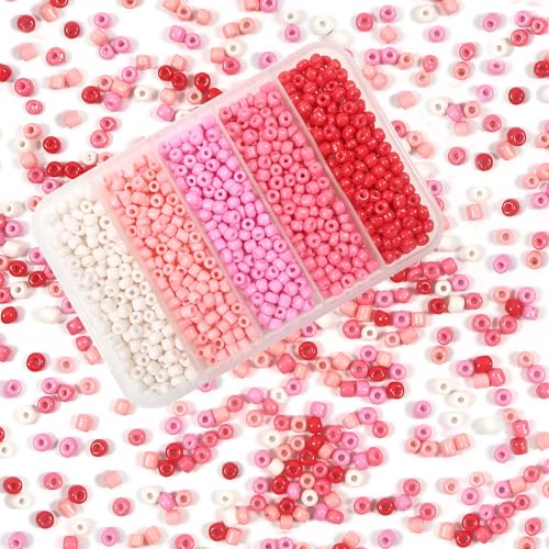 TOAOB Rosa Serie 3mm Glasperlen zum Auffädeln 1500 Stücke Glas Rocailles Perlen Kleine Glasperlen Set 50 Gramm Seed Beads für DIY Armband Halsketten Basteln Schmuckherstellung von TOAOB THE ONE AND ONLY BABY