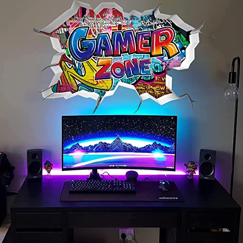 TOARTI 3D Wandtattoo Gamer,86x52CM Bunte Gaming Poster,Wandtattoo Kinderzimmer Junge Teenager,Moderne Gamer Wandbild für Schlafzimmer,Videospiel Wandstikcer für Jugendzimmer Deko Geschenk von TOARTi