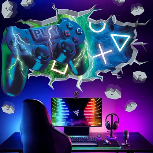 TOARTI 3D Gamer Wandtattoo Bunte Gamer Poster Gaming Wandtattoo Kinderzimmer Jungen Videospiel Wandstikcer für Jugendzimmer Deko Geschenk Xbox Wandstikcer für Schlafzimmer Deko Geschenk von TOARTi