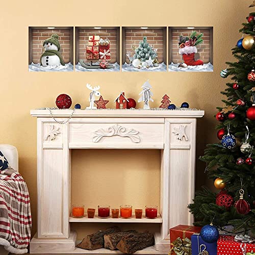 TOARTI 3D Weihnachtsfenster Aufkleber,Weihnachten Schaufenster Deko,Weihnachtsbaum Stickers,Neujahr Schneeflocke Fensterdeko PVC Abnehmbar Weihnachts Fensterbilder für Vitrinen Glas Zuhause Wandtattoo von TOARTi