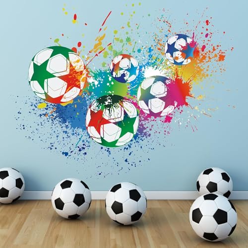 TOARTI Bunter Fußball Wandaufkleber Fußball Wandsticker Kinderzimmer Football Wandtattoo Aufkleber für Jungen Mädchenzimmer Fußball Wandsticker Deko für Babyzimmer Baby Jungenzimmer von TOARTi