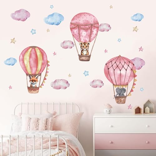 TOARTI Wandtattoo Wandsticker Kinderzimmer Tiere Heißluftballon Wandaufkleber Blumen Wanddeko Spielzimmer Babyzimmer Wandbild Kinder Mädchen von TOARTi