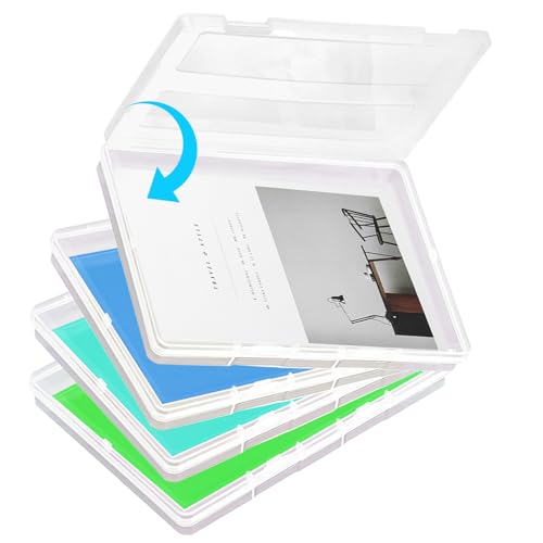 TOATELU A4-Tragbare Archivbox, 4 Stück Archivbox A4 für Dokumente, Briefe, Sammelalben, A4Transparente Organizer-Box für die Aufbewahrung von Schulmaterial & Bürounterlagen(31.5 * 22 * 2.2CM) von TOATELU