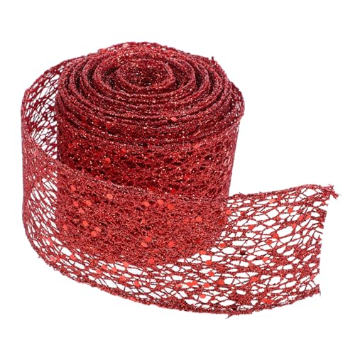 1 Rolle Bogenband Wickelband Basteln Hochzeit Band Für Diy Mesh-gurtband Dekoratives Band Drahtband Selber Machen Band Verdrahtet Drahtkantenband Partydekorationsband Polyester Rot TOBBOMEY von TOBBOMEY