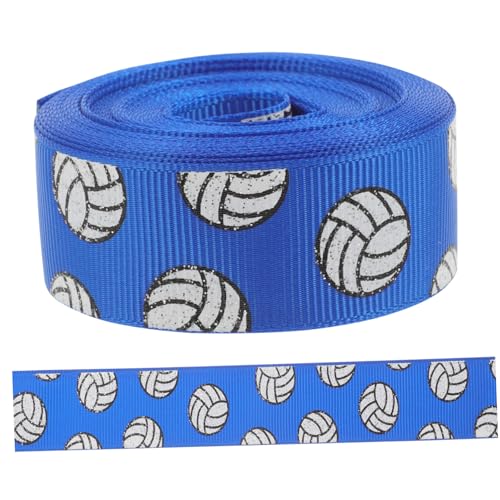 TOBBOMEY 1 Rolle Volleyballband Sackleinen Bänder zum Verpacken Strasssteine Pastellband blaues Band rippengürtel dekobänder Kuchenband Wickelband Schleife Geschenkband Polyester Blue von TOBBOMEY