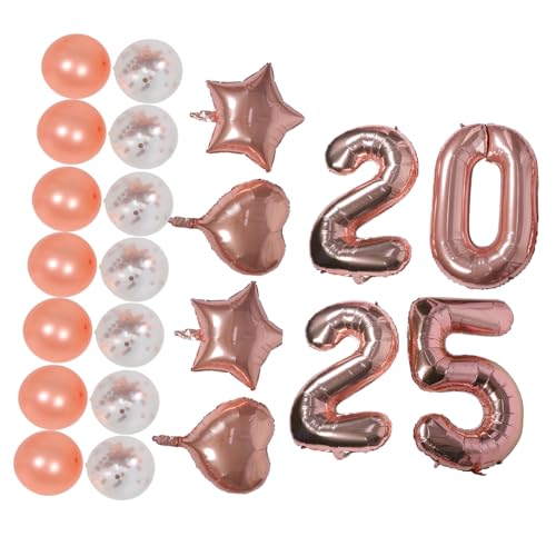 TOBBOMEY 1 Satz 2025 Pailletten-ballon-set Party-requisite Festivalballons Dekorative Luftballons Silvester Party Gunst Ballon Für Das Neue Jahr Luftballons Für Die Party Rose Gold Latex von TOBBOMEY