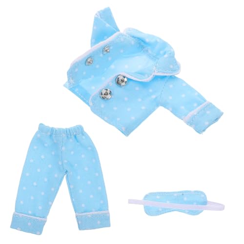 TOBBOMEY 1 Satz Puppenkleidung gepolstertes Mundstück Kleiderpuppen Anhänger Panda Schlafanzug Puppen BJD Kleidung Mini-Pyjama-Outfits für Puppen Puppe und Nachtwäsche Polyester Sky-Blue von TOBBOMEY