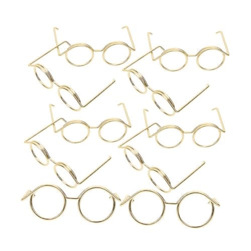 TOBBOMEY 10st Puppenzubehör Mini-gläser Zum Basteln Brillen Zum Anziehen Der Puppe Mini-Brille Puppenbrillenverzierungen Brille Zum Anziehen Der Puppe Lustige Brillendekore Metall Golden von TOBBOMEY