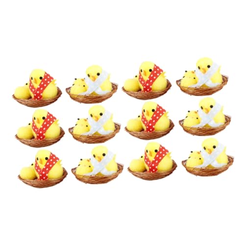 TOBBOMEY 12St Osterküken kleine Küken flauschige Mini-Küken flauschige Chenilleküken Hühnerfigur cute decor easter zu ostern Fuzzy Küken Ostern Küken Dekoration chemische Faser von TOBBOMEY