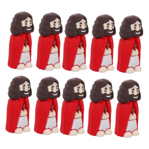 TOBBOMEY 12st Jesus-statue Mini-jesus Mini-religionsfiguren Jesus-minifiguren Weihnachts-jesus-dekoration Winzige Figuren Religiöse Miniaturen Winzige Jesusfiguren Jesus-puppe Rot Plastik von TOBBOMEY