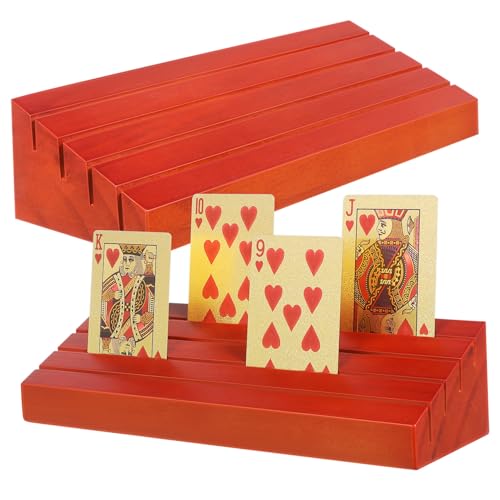 TOBBOMEY 2St Spielkartensockel aus Holz Spielkartenständer Canasta-Kartenhalter Holzspielkartenhalter Spielkartenhalter aus Holz Kartenhalter für Spielkarten Kartendeckhalter Kiefernholz von TOBBOMEY