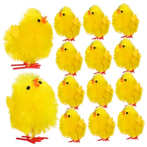 TOBBOMEY 36 Stk Dekoratives Küken Osterhasen- kleine Kükengeschenke Dekorationen für Aquarien cute decor easter egg decoration Babyhühner Osterhühner Chemiefaser und Kunststoff Yellow von TOBBOMEY