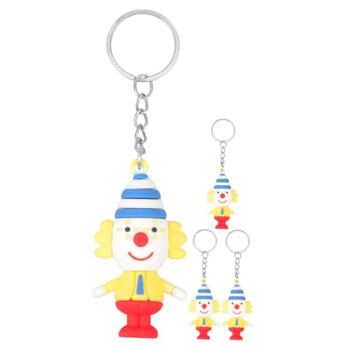 TOBBOMEY 4 Stück Clown-puppen-schlüsselanhänger Mini-clown-figuren Zirkus-schlüsselanhänger Lustiger Schlüsselhalter Zirkus Schlüsselanhänger Schlüsselanhänger Zirkus-charme Weiches Gummi von TOBBOMEY