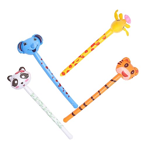 TOBBOMEY 4 Stück Tierkopf aufblasbar kinder dekor kinder deko für kinder luftballons tierisches Stockspielzeug Requisiten für Kinderpartys PVC von TOBBOMEY