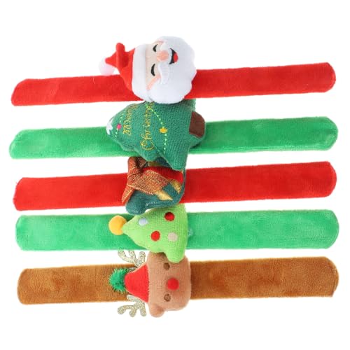 TOBBOMEY 5 Stück Cartoon Slap Armbänder Dekorative Armbänder Weihnachts Thema Slap Bands Weihnachts Thema Slap Bands Plüsch von TOBBOMEY