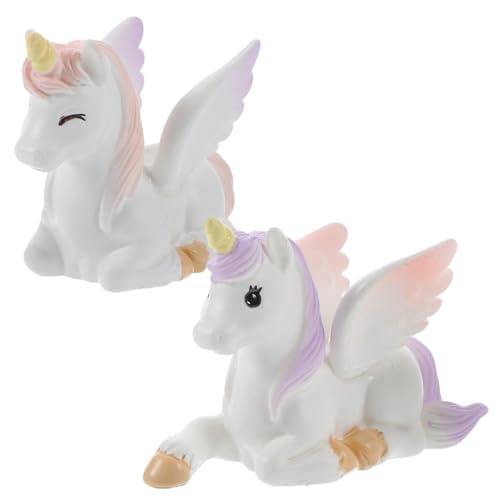 TOBBOMEY 6 STK Mikrolandschaftsdekoration Einhorn-Ornamente Kuchen Einhorn- Mini-einhornfiguren Kleine Einhornstatuen Für Den Garten Mikro-landschafts-Einhorn-Ornament Miniatur Harz von TOBBOMEY