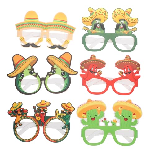 TOBBOMEY 6 Stück Party Requisiten Fiesta Brille Party Brillenrahmen Brillen Für Karneval Lustige Brille Für Erwachsene Party Brille Fiesta Party Brille Cartoon Brille Party Foto von TOBBOMEY