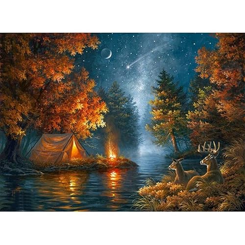 TOCAVE Malen nach Zahlen Ölgemälde nach Zahlen Herbst Berg Seemann Malerei Set Skizze Leinwand Gemälde Tier Ölgemälde Home Dekoration 40x50cm von TOCAVE