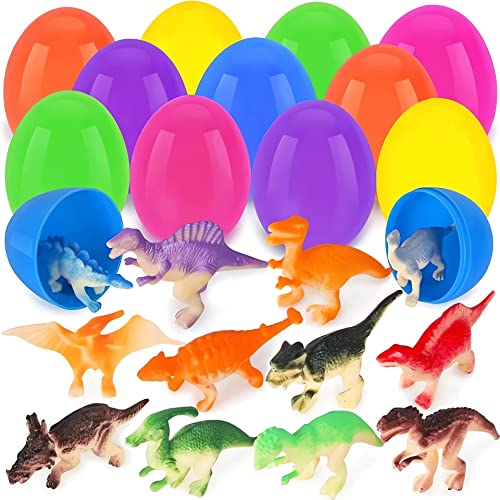 TOCAVE Ostereier Gefüllt Dinosaurier, vorgefüllte Ostereier mit Spielzeugen für Osterkörbchen, Kinder Osterparty-Gastgeschenke, Ostereiersuche für Ostereierjagd, Osterkorb Füller, Füllung Leckereien von TOCAVE