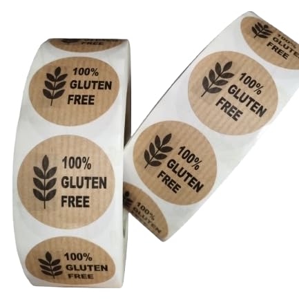 Kraft-Allergen-Etiketten, 200 Stück, 3,5 cm, Hinweise: Vegan, glutenfrei, zuckerfrei, alkoholfrei, milchfrei, nussfrei, eierfrei, ohne Erdnüsse, ohne Soja (GLUTEN FREE) von TODOKRAFT