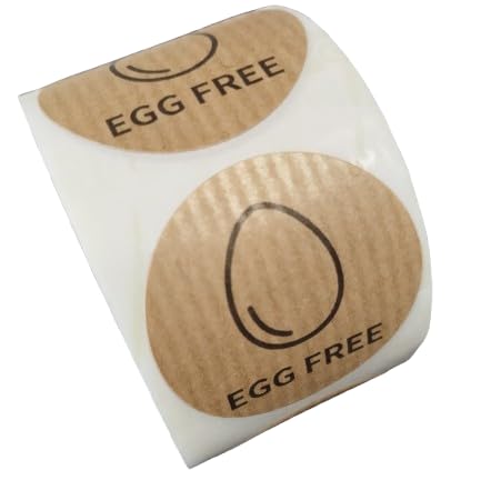 Kraft-Allergen-Etiketten, 200 Stück, 3,5 cm, Hinweise: vegan, glutenfrei, zuckerfrei, alkoholfrei, milchfrei, nussfrei, eierfrei, ohne Soja (EGG FREE) von TODOKRAFT