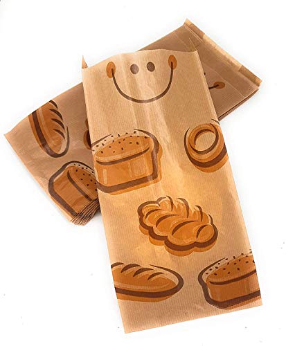 Papiertüten für Sandwiches, 14 + 7 x 27 cm, mit Motiv Brot (250 Stück) von TODOKRAFT