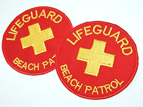 4 x BEACH PATROL 80 x 80 mm Bügelbild Aufnäher Applikation Emblem von TOFOW