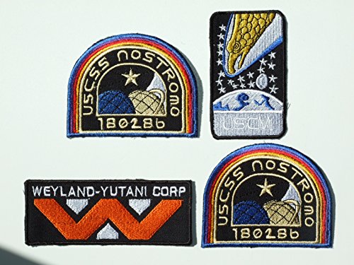 ALIEN Movie Weyland Nostromo USCM Colonial Marines Eagle Crew [4 patch set] Bügelbild Aufnäher Applikation Emblem von TOFOW