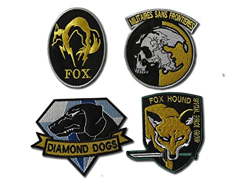 Embroidery King Metal Gear Solid Cosplay Airsoft Hook and Loop Fastener Patch Set , 4 Embroidered Badges, multi, M von TOFOW