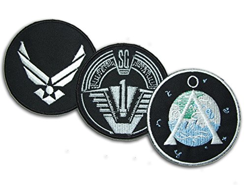 STARGATE SG1 - Set von 3 Bügeln auf Flecken Prop Jacke Aufnäher Patches - SG1, Chevron & USAF von TOFOW