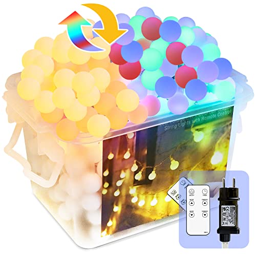 TOFU Lichterkette Außen/Innen 150LEDs, 20M 8Modi und Merk Funktion Lichterkette Kugeln mit Stecker, IP65 Weihnachtsbeleuchtung Außen Wasserdicht für Weihnachten Deko Party Hochzeit von TOFU