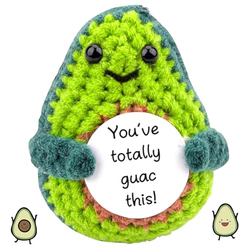 TOGETDREAM Positive Avocado Pocket Hug Geschenk Lustige Positive Avocado Puppes Mutmacher Geschenk Handgestrickte Avocadopuppe aus Wolle Ornament-Dekoration Aufmunterung Geschenke für Kinder Frauen von TOGETDREAM