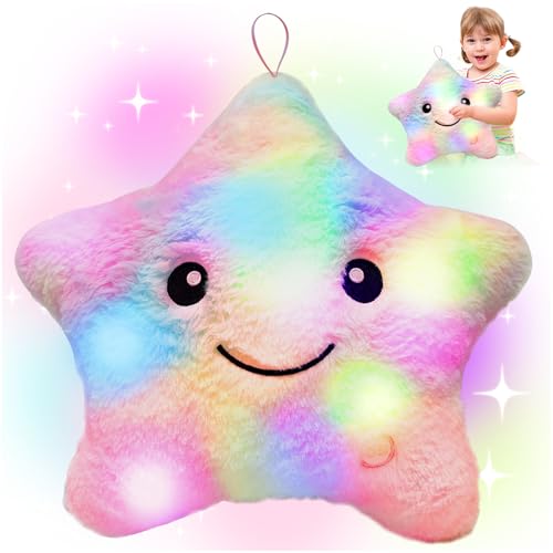 LED Sternen Kissen LED Sternförmiges Kissen Leuchtende Kinder Kissen Nachtlicht Plüschkissen Stern Plüsch Kissen Sensorisches Spielzeug für Autismus Deko Geschenk für Weihnachten Geburtstag(B) von TOGETDREAM