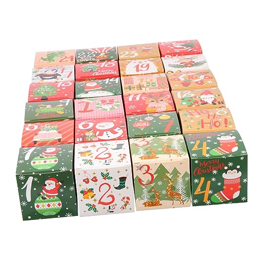 24 Stück Boxen Countdown Süßigkeitenbox Für Weihnachtsgeschenke Weihnachts Keksboxen Verpackungsbeutel Weihnachts Countdown Kalender Weihnachtszubehör Weihnachtsboxen Aus TOGEVAL von TOGEVAL