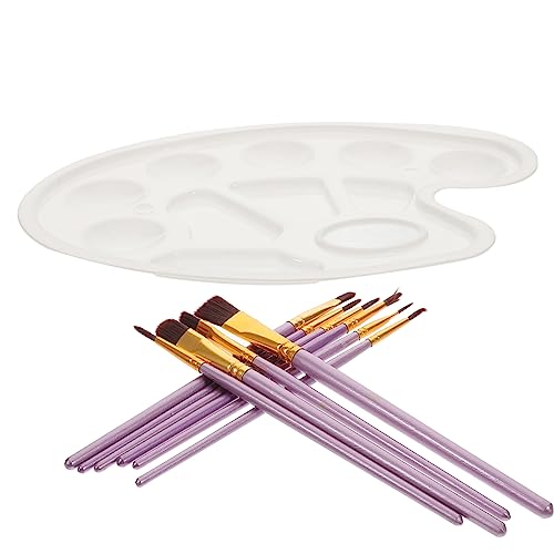 TOGEVAL 1 Satz Pinsel Farbwannen Malutensilien Wasserfarbenstifte Farbversorgung Aquarellstift Rundes Tablett Stift Für Ölmalerei Mischplatte Kinder Holz Violett von TOGEVAL