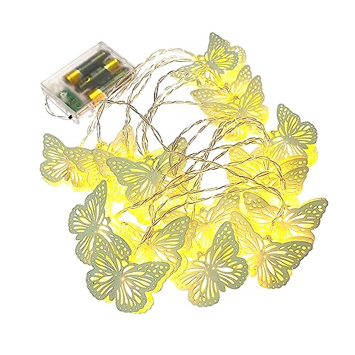 TOGEVAL 1 Satz Saite Schmetterlings-lichterketten Led-licht Schmetterling Dekor Urlaub Draht Licht Led-partylichtstrang Warme Fensterleuchte Vorhang Lichterketten Girlandendekor Weiß Eisen von TOGEVAL