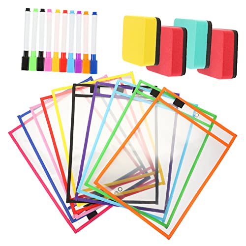 TOGEVAL 1 Satz trocken abwischbarer Beutel trocken abwischbare Hülle Aktenumschläge school supplies schulzubehör Aufbewahrungszubehör transparente, trocken abwischbare Tasche PVC Colorful von TOGEVAL