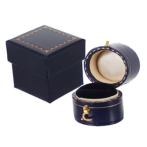 TOGEVAL 1 Stück Karton Vintage Schmuckschatulle Schmuckaufbewahrungsorganisator Hochzeit dekorativer Fall travel schmuckbox travel jewelry case für Ringe Lederpapier Blue von TOGEVAL