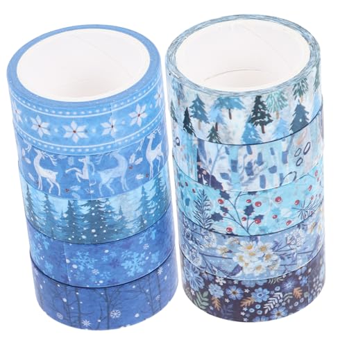 TOGEVAL 10 Rollen Washi Tape Zum Aufzeichnen Geschenkverpackung Washi Tape -klebeband Weihnachtliche Washi-tapes Festliches Dekoratives Klebeband Geschenkbänder Japanisches Papier von TOGEVAL