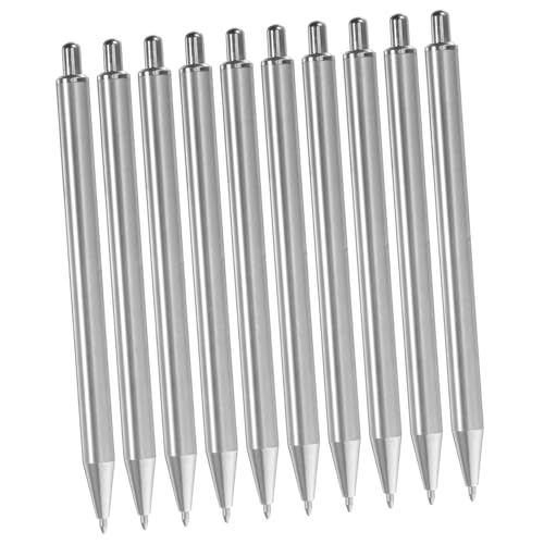 TOGEVAL 10 Stk Kugelschreiber Aus Edelstahl Ergonomischer Schreibstift Büromaterial Für Den Schreibtisch Schwarzer Metallstift Stifte Aus Edelstahl Schreibzubehör Rostfreier Stahl Silver von TOGEVAL