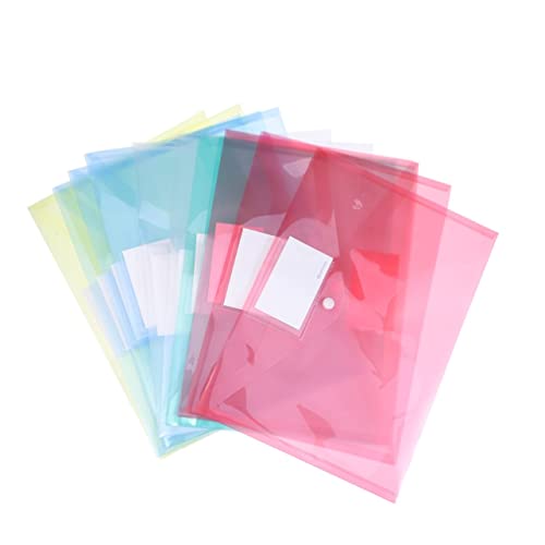 TOGEVAL 10 Stück A4 Dokumentenmappen Mit Knopf Transparent 5 Farben Rot Blau Weiß Gelb Grün Je 2 Stück Für Büro Schule Zuhause Organizer Dokumentenaufbewahrung von TOGEVAL