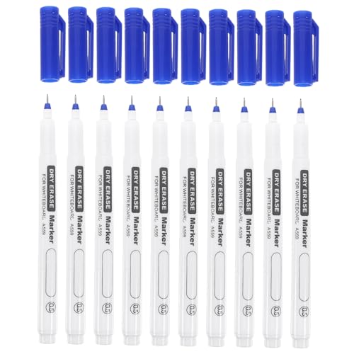 TOGEVAL 10St schreibkladde whiteboard stift white board stifte markierstifte markierer stift Marker für das Büro Whiteboardstift Schreibmarkierungsstift Lehrermarkierung Plastik Blue von TOGEVAL