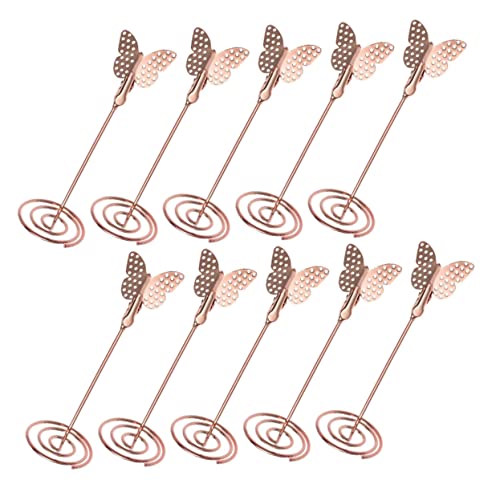 TOGEVAL 10st Hochzeitssitzhalter Platzkarte Mit Sitznamen Inhaber Einer Nummernkarte Visitenkartenhalter Platzkarten Mit Namen Fotohalter Aus Draht Tischkartenhalter Metall Rose Gold von TOGEVAL