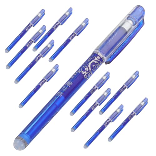 TOGEVAL 12-teiliges Set Löschbarer Stift Löschbarer Tintenstift Schwarze Gelstifte Kugelschreiber Mit Feiner Spitze Kugelschreiber Für Das Büro Schnell Trocknender Stift Radiergummi Blue von TOGEVAL