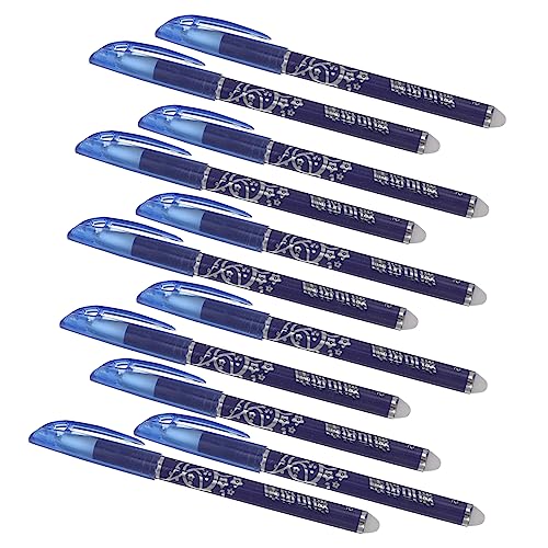 TOGEVAL 12-teiliges Set Löschbarer Stift Verschwinden Schule Stifte Ausradieren Schwarze Stifte Nachfüllbarer Stift Gel Tintenstifte Zum Schreiben Punkt Wieder Auffüllbar Radiergummi Blue von TOGEVAL